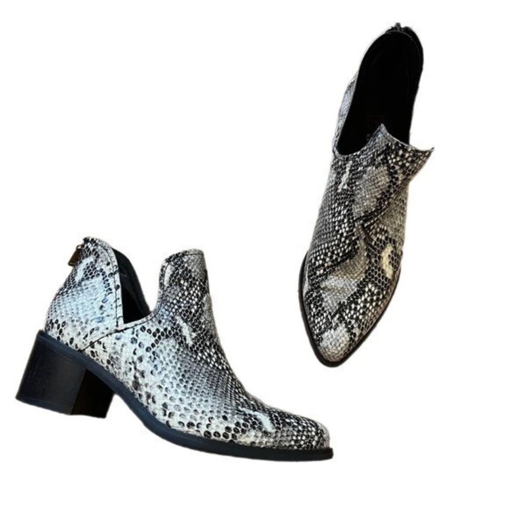 Blondo Snakeskin Ankle Booties - Black and Cream - Picture 1 of 5